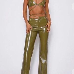 Tiger Mist Olive Green Bra and Pant Set